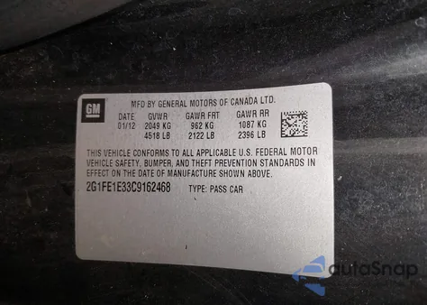 2012 Chevrolet Camaro 1Ls z USA, uszkodzony, nr VIN 2G1FE1E33C9162468